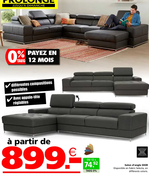 Offre: Salon d'angle DIOR