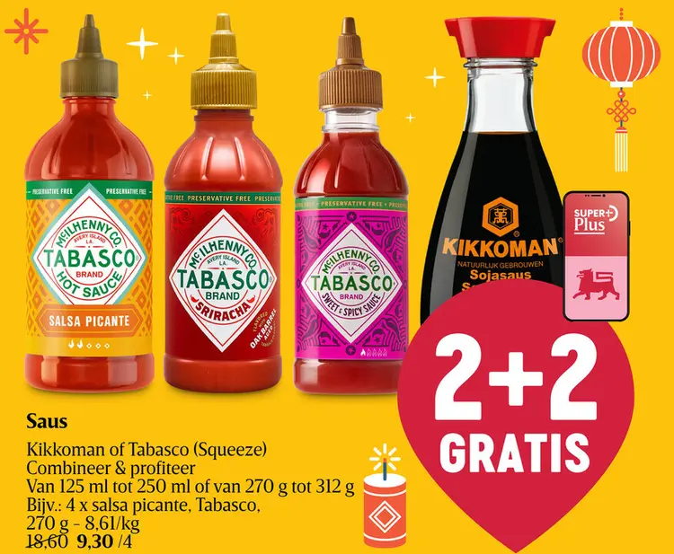 Promotie: Saus Kikkoman or Tabasco