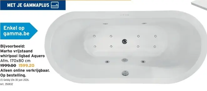 Promotie: Marho vrijstaand whirlpool ligbad Aquero