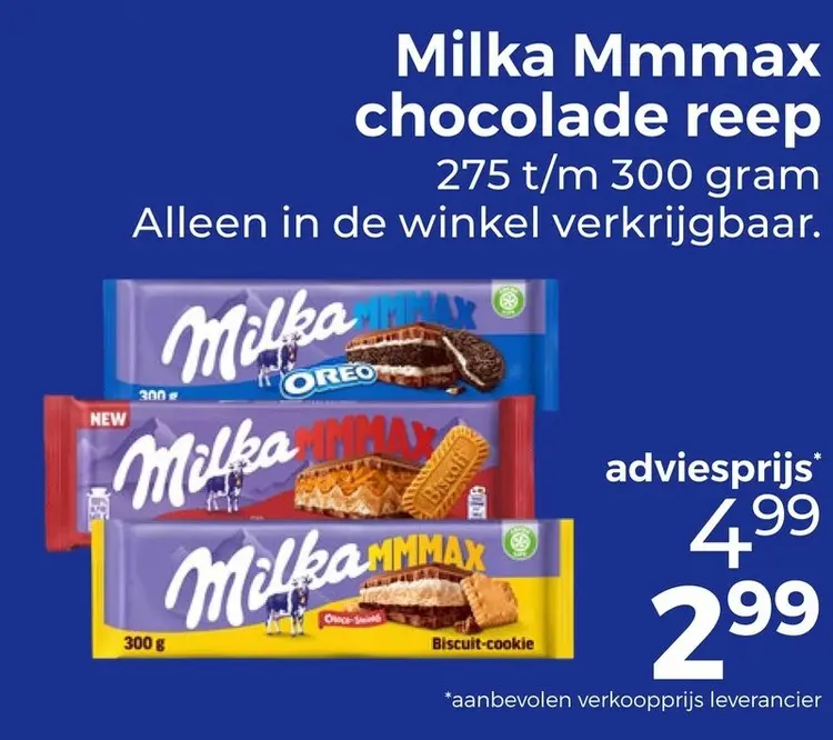 Aanbieding: Milka Mmmax chocolade reep