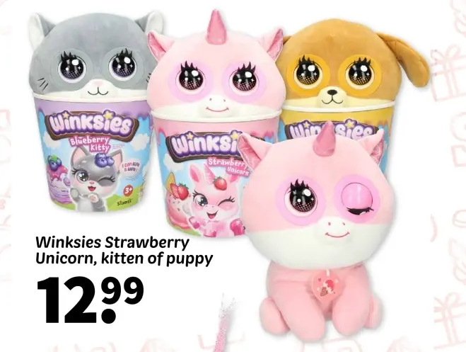 Aanbieding: Winksies Strawberry Unicorn, kitten of puppy