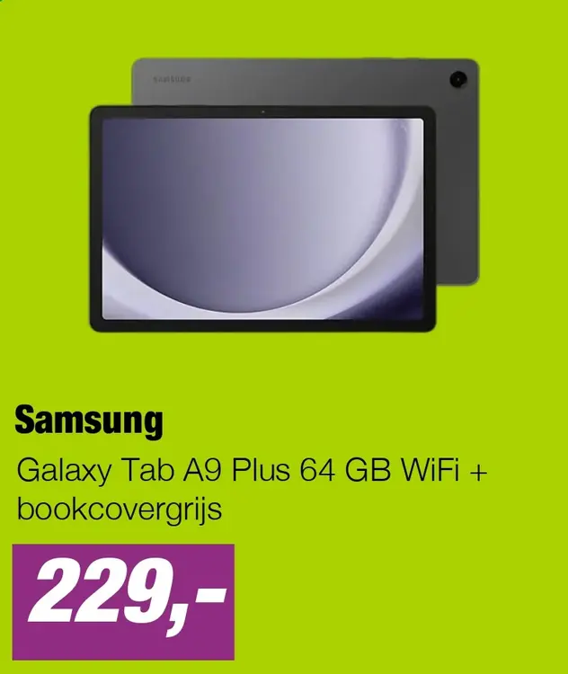 Aanbieding: Galaxy Tab A9 Plus 64 GB WiFi + bookcovergrijs