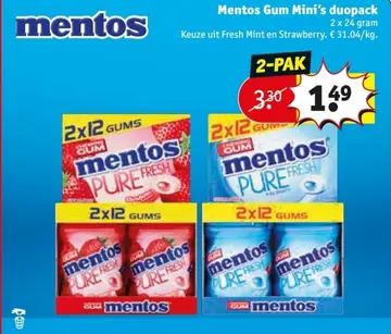 Aanbieding: Mentos Gum Mini's duopack