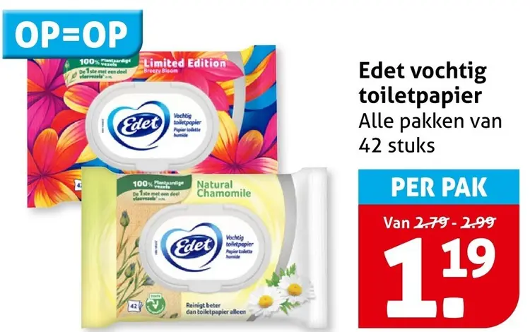 Aanbieding: Edet vochtig toiletpapier
