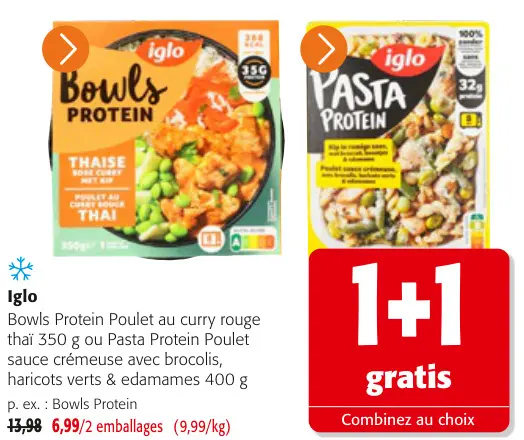 Offre: Bowls Protein Poulet au curry rouge thaï ou Pasta Protein Poulet sauce crémeuse