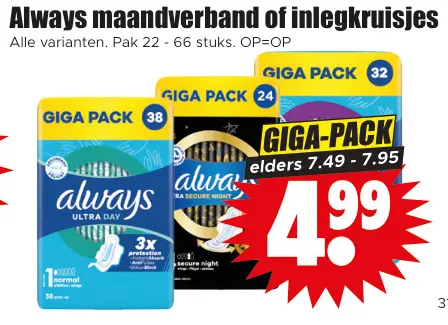 Aanbieding: Maandverband of inlegkruisjes