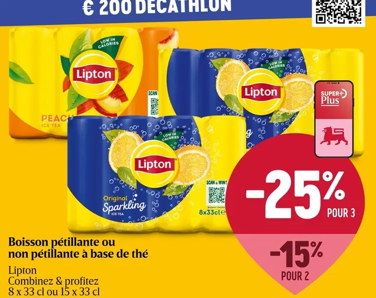 Offre: Boisson pétillante ou non pétillante à base de thé