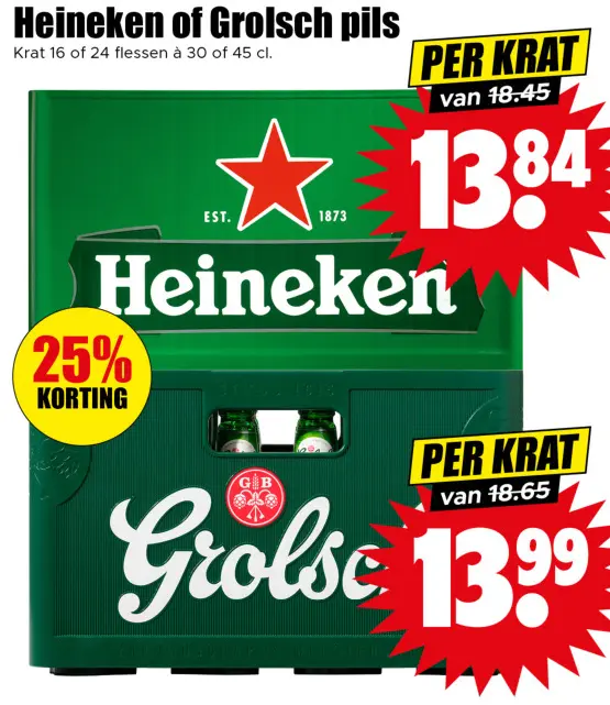 Aanbieding: Heineken of Grolsch pils