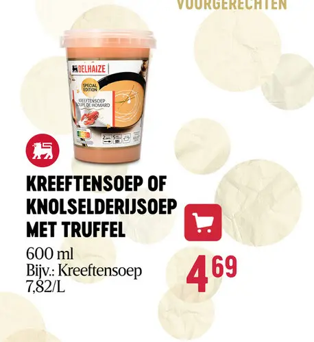 Aanbieding: Kreeftensoep of knolselderijsoep met truffel