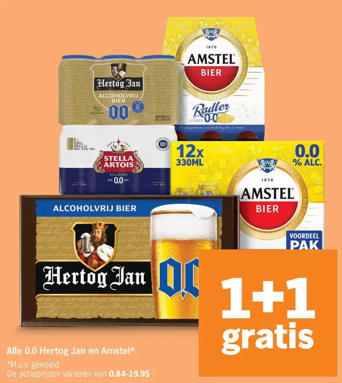 Aanbieding: Hertog Jan en Amstel 0.0