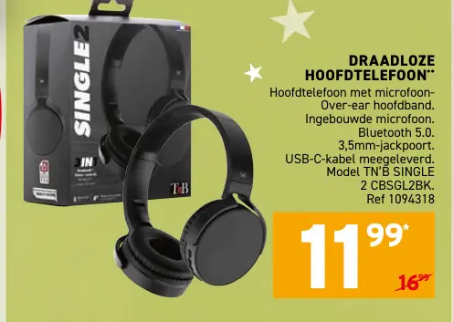 Aanbieding: Draadloze hoofdtelefoon
