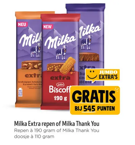 Aanbieding: Milka Extra repen of Milka Thank You