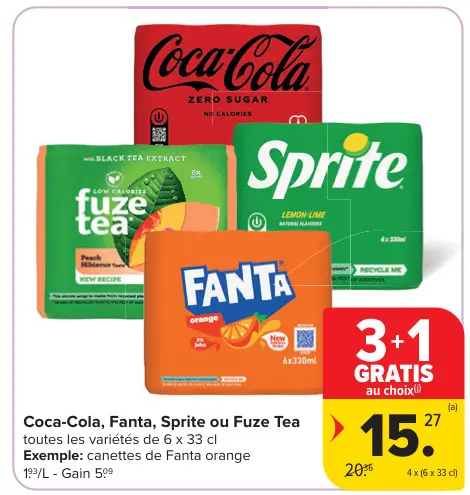 Offre: Coca-Cola, Fanta, Sprite ou Fuze Tea