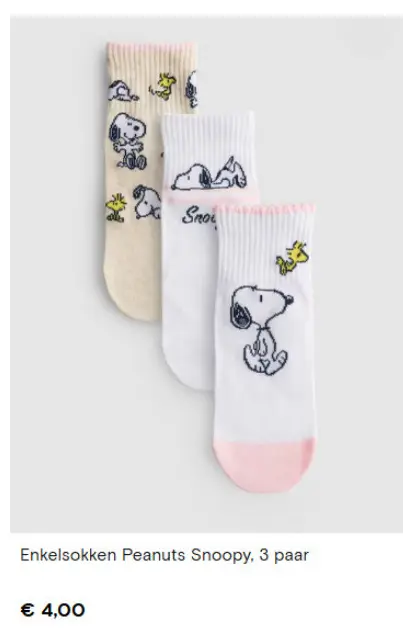Promotie: Enkelsokken Peanuts Snoopy