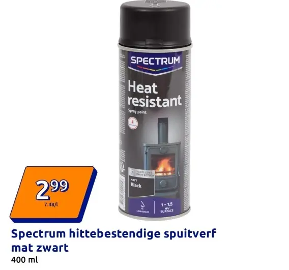 Aanbieding: Spectrum hittebestendige spuitverf mat zwart