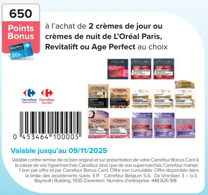 Offre: Crèmes de jour ou crèmes de nuit L'Oréal Paris