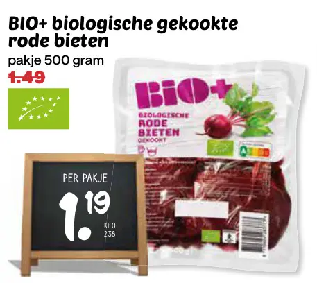 Aanbieding: Biologische gekookte rode bieten