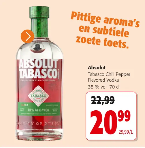 Promotie: Tabasco Chili Pepper Flavored Vodka