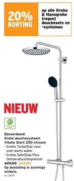 Aanbieding: Grohe douchesysteem Vitalio Start 250 chroom