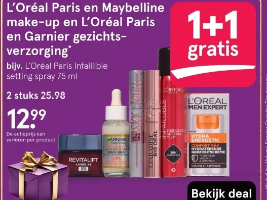 Aanbieding: L'Oréal Paris en Maybelline make-up en L'Oréal Paris en Garnier gezichtsverzorging
