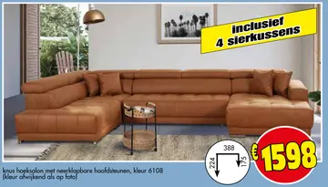 Aanbieding: knus hoeksalon met neerklapbare hoofdsteunen,