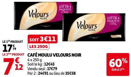 Promotie: Café moulu Velours noir