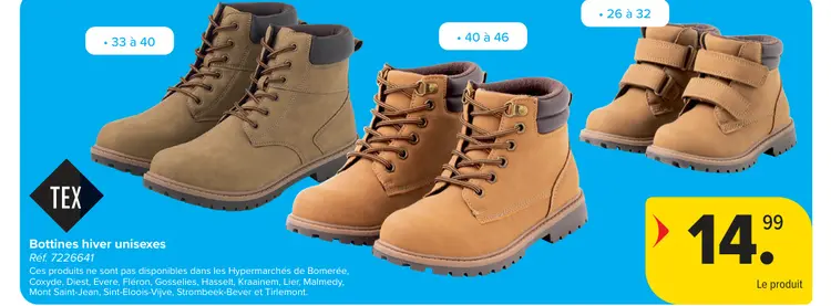 Offre: Bottines hiver unisexes