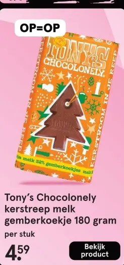 Aanbieding: Tony's Chocolonely kerstreep melk gemberkoekje