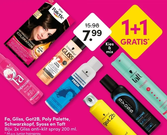 Aanbieding: Fa, Gliss, Got2B, Poly Palette, Schwarzkopf,
