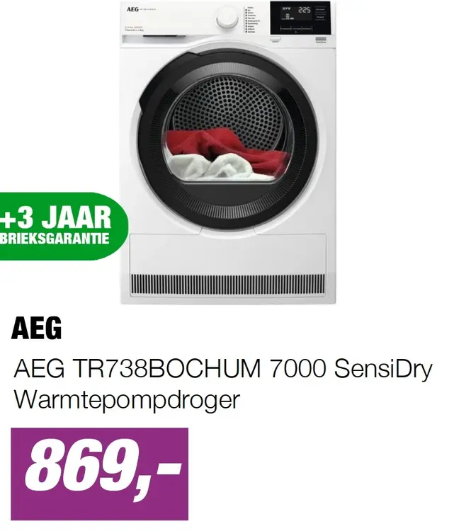 Aanbieding: AEG TR738BOCHUM 7000 SensiDry Warmtepompdroger