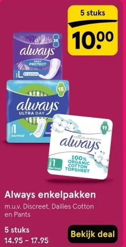 Aanbieding: Always enkelpakken