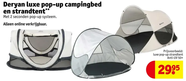 Aanbieding: Deryan luxe pop-up campingbed en strandtent