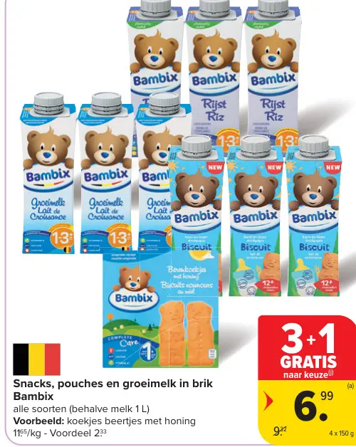 Promotie: Snacks, pouches en groeimelk in brik