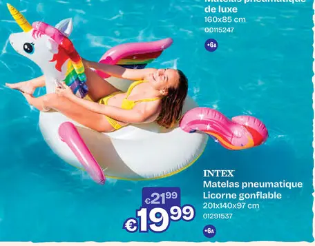 Offre: Matelas pneumatique Licorne gonflable 201x140x97cm, kit de réparation 247095
