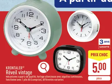 Offre: horloge silencieuse avec aiguilles lumineuses