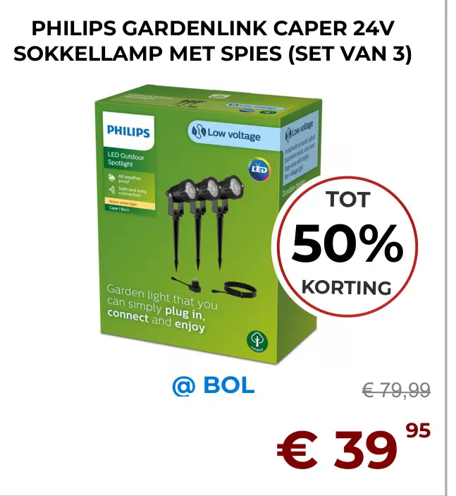 Aanbieding: Philips gardenlink caper 24v sokkellamp met s