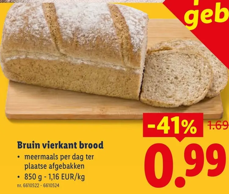 Promotie: Bruin vierkant brood