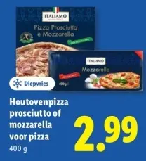 Aanbieding: Houtovenpizza prosciutto of mozzarella voor pizza