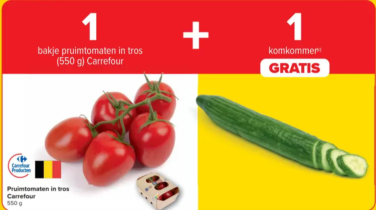 Promotie: Pruimtomaten in tros + Komkommer