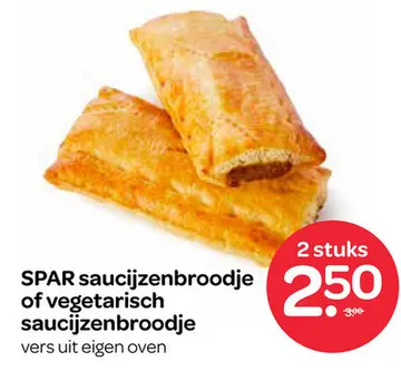 Aanbieding: SPAR saucijzenbroodje of vegetarisch saucijzenbroodje