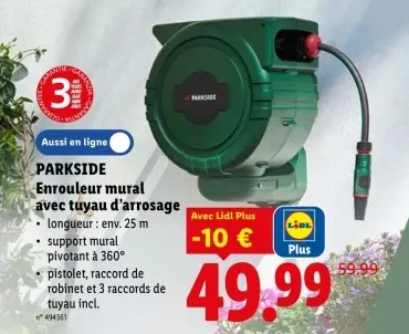 Offre: Enrouleur mural avec tuyau d'arrosage