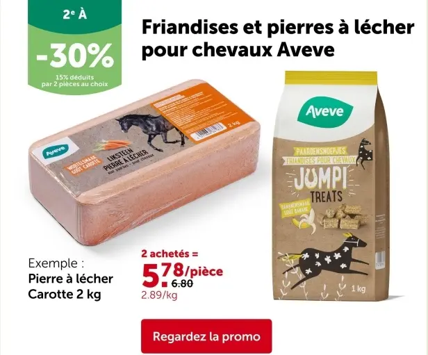 Offre: Friandises et pierres à lécher pour chevaux