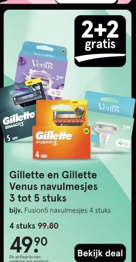 Aanbieding: Gillette en Gillette Venus navulmesjes
