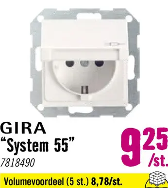 Aanbieding: System 55 Stopcontact 1-voudig RA met klapdeksel zuiverwit glans 445403