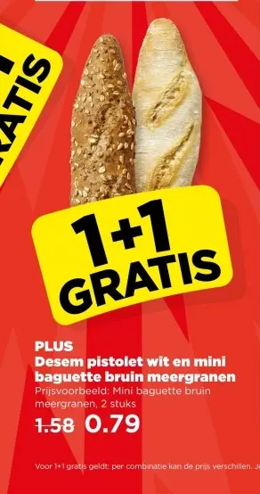 Aanbieding: Desem pistolet wit en mini baguette bruin meergranen