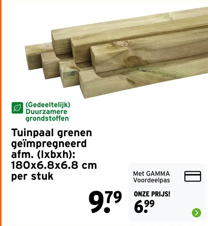 Aanbieding: Tuinpaal grenen geïmpregneerd
