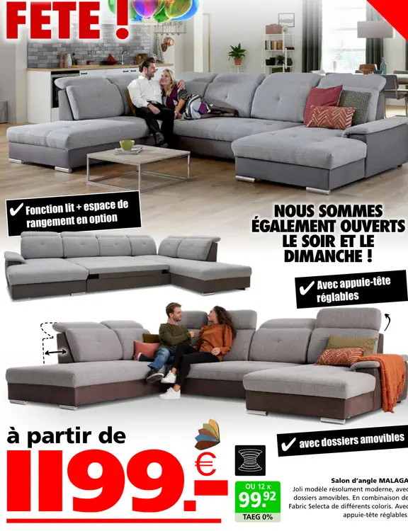 Offre: Salon d'angle MALAGA