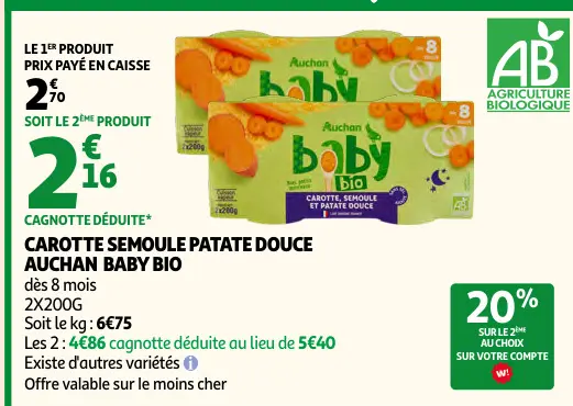 Promotie: Carotte semoule patate douce