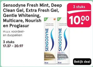 Aanbieding: Sensodyne Fresh Mint, Deep Clean Gel, Extra Fresh Gel, Gentle Whitening, Multicare, Nourish en Proglasur