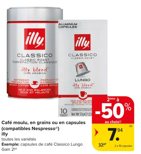 Offre: Café moulu, en grains ou en capsules